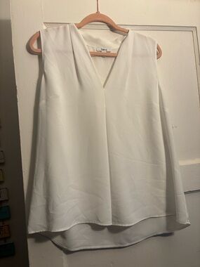 Bar III V-Neck Sleeveless Blouse in White